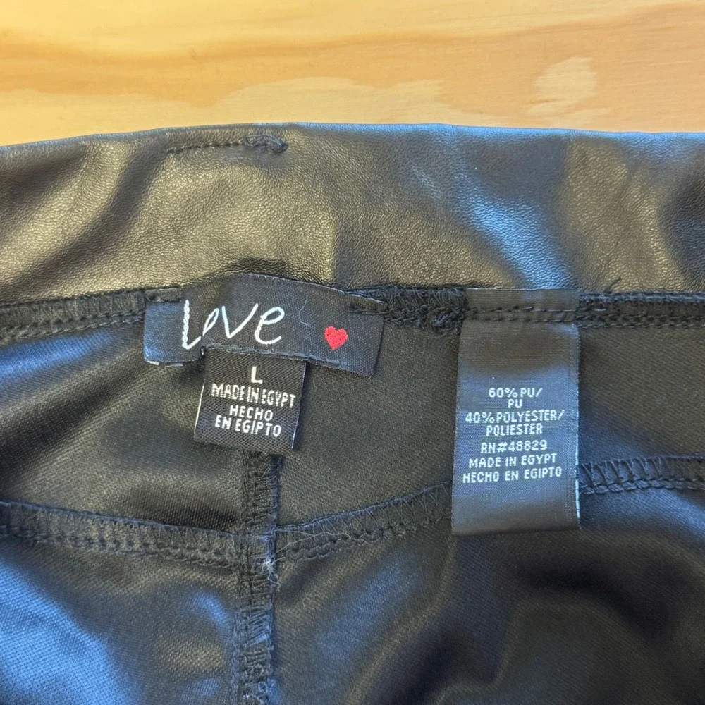 Love Faux Leather Black Tapered High Rise Pants‎ Women's Large Moto Streetwear